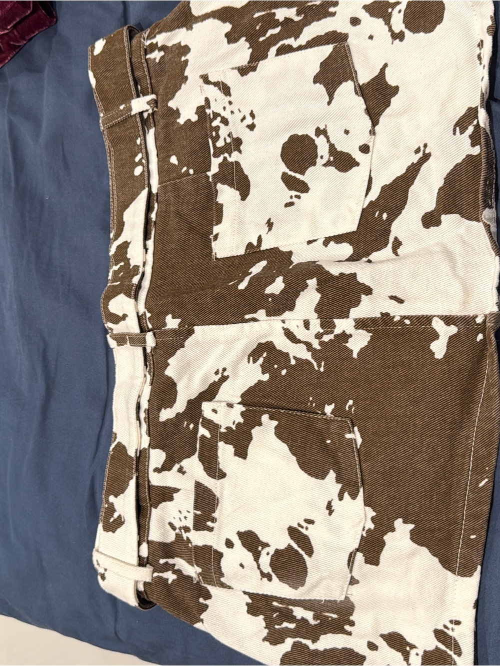 Fashion nova Brown and White Cowprint Mini Skirt with belt
